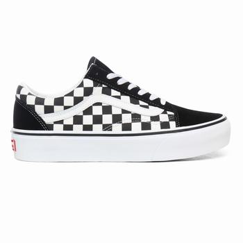 Vans Checkerboard Old Skool - Naisten Platform kengät - Mustat Valkoinen